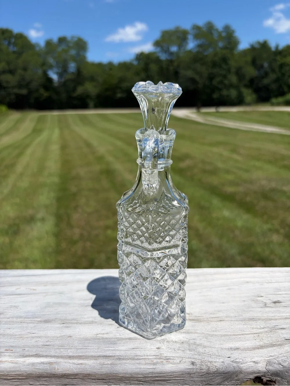 Vintage Cruet Anchor Hocking Wexford Glass Bottle with Stopper